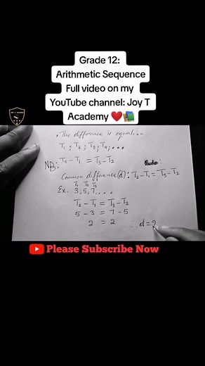 Grade 12 Maths: Arithmetic Sequence❤️📚💯 Hello, please like, comment, share and follow. In this video you will learn the basics of arithmetic sequence including how to determine the constant difference, the next terms and the general formula of the given sequence. Enjoy grade 12s. #joytacademy #grade12 #grade12s #grade12students #grade12maths #mathematics #mathstutor #tutor #mathsstudent #backtoschool #studytips