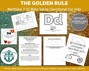 Golden Rule Devotion for Kids, Matthew 7:12 Golden Rule Activities, Preschool Golden Rule, Toddler Bible Golden Rule, Jesus Golden Rule Kids - Etsy