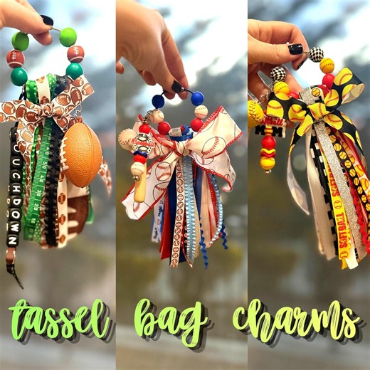 SPORTS Mom Tassel Charms // Ribbon Bag Charm // Sports Keychain // Gift for Moms - Etsy