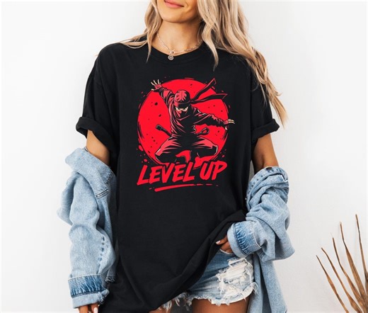 Level up Ninja Warrior – Bold Red Gamer Inspired Action Graphic Streetwear Shirt - Etsy