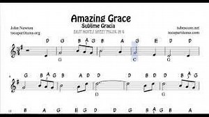 Amazing Grace Easy Notes Sheet Music for Beginners in treble Clef for Violin Flute Recorder Oboe Chords - ChordU
