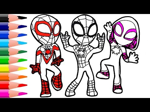 🔴Coloring Spider Man Team - Spidey and His Amazing Friends Coloring Pages - For Kids