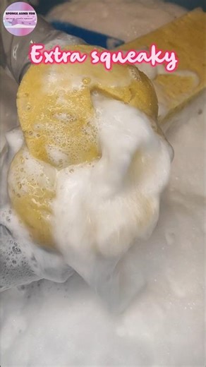 ASMR 🫧 More squeaks while rinsing sponges🫧✨ Squeezing galore #shorts #asmrsponge #sponge #spongeasmr