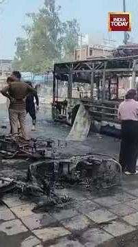Delhi's Nangloi Bus Accident Viral Video: 2 Dead, DTC Bus Set On Fire #dtc #shorts #delhinews