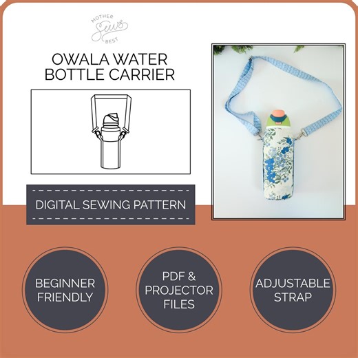 Water Bottle Carrier Sewing Pattern PDF With Adjustable Strap | Owala Freesip Compatible - Etsy