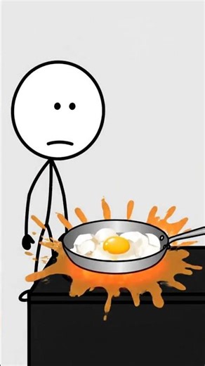 Stickman's Epic Egg Fail: Pan EXPLOSION! 🍳💥 #animation #stickman #funny