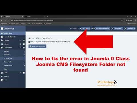 How to fix the error in Joomla 0 Class Joomla CMS Filesystem Folder not found
