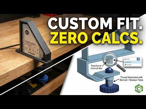 Onshape Power Supply Bracket Tutorial | Derive + Transform + Boolean Subtract