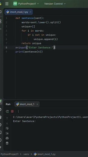 Day #26 Remove repeated words from sentence using For Loop #codinginterview #python