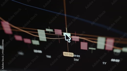 Candlestick trading chart with moving average lines