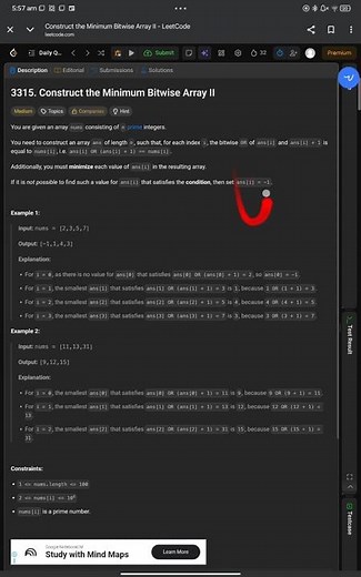 LeetCode 3315 🔥 Construct the Minimum Bitwise Array II | Daily Challenge | Interview Question
