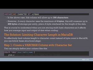 Limit Column Length to Character Length Instead of Byte Length in MariaDB