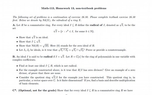 加州大学伯克利分校 MATH 113 抽象代数 Introduction to Abstract Algebra（Spring 2020）