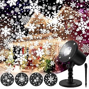 aandz Christmas Snowflake Projector Light, HD Dynamic LED Snow Lights Projection, IP65 Waterproof Outdoor Indoor Holiday Projection Lamp Decoration for Xmas Holiday, New Year, House, Party