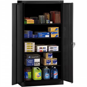 Tennsco 18" x 36" x 72" Black Standard Storage Cabinet with Solid Doors - Assembled 7218-BLK