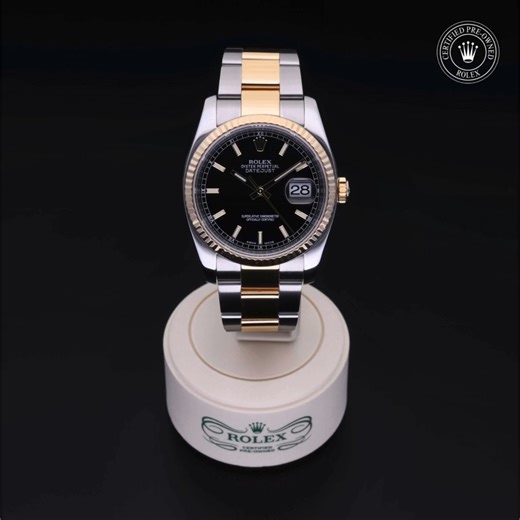 The Rolex Certified Pre-Owned programme offers the possibility to purchase second-hand watches that are certified as authentic by the brand, which are accompanied by a two-year international guarantee. This is an Oyster Perpetual Datejust from 2012, in Rolesor 18 ct yellow gold with a 36mm case, Black dial, and a Yellow Rolesor & Oystersteel bracelet. #Rolex #OfficialRolexRetailer #RolexCertifiedPreOwned #FloydandGreenJewelers | Floyd and Green Jewelers | Facebook
