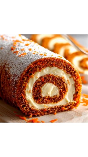 🥕 Carrot Cake Roll (Swedish Roll Style) The combination of a soft, spiced carrot cake and a light cream cheese filling creates an elegant and very practical roll cake. Its thin texture makes it easy to roll, prevents cracking, and makes every slice a treat! ⸻ Ingredients Dry Ingredients • ¾ cup (95 g) all-purpose flour • 1 teaspoon baking powder • ½ teaspoon baking soda • 1 teaspoon cinnamon • ½ teaspoon nutmeg • ½ teaspoon ginger • A pinch of salt Wet Ingredients • 3 large eggs • ½ cup (100 g)