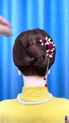 Rose tassel hairpin temperament updo #braiding tutorial