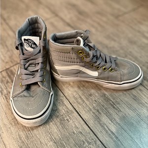 Vans Kids High-Top Sneakers in Gray with White Accents
