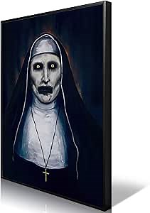 Neejaold Framed Vintage Horror Movie Poster Artwork The Conjuring Mystery Nun Canvas Wall Art Halloween Prints Painting Classic Scary Movie Posters Halloween Room Wall Decor for Bedroom 16x24in