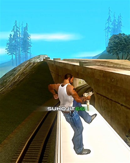 GTA San Andreas train jump CJ #gtasanandreas #gtasa #shorts