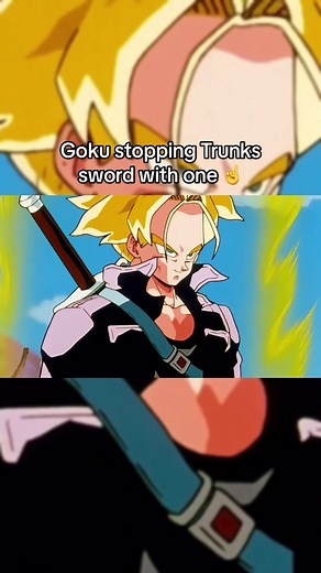 Goku Stops Trunks' Sword: Epic Anime Moment