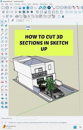 HOW TO CUT 3D SECTIONS IN SKETCHUP #architecturedesign #architecture #sketchup