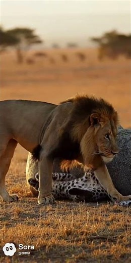 Lion vs Leopard: Dominance Display in the African Grasslands #AnimalFight #Stunning #Lion #Leopard