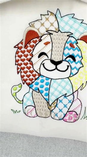 Little Lion Patchwork #animalembroidery #patchworkdesign #lion #kidsembroidery