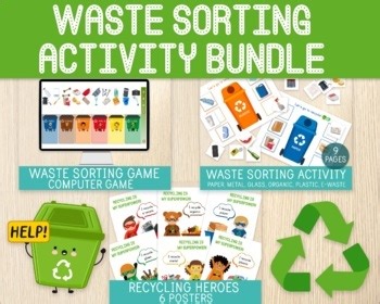 Waste Sorting Activity Bundle, Recycling Games, Posters, Earth Day, Environment