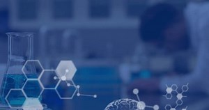 Animation of data processing and chemical formula over scientist in lab. global science, technology and digital interface concept digitally generated video.