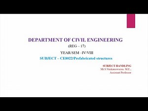 Prefabricated structures | Unit 5 Design of abnormal loads | In English