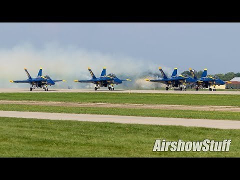 US Navy Blue Angels - Diamond and Solo Takeoffs - EAA AirVenture Oshkosh 2017