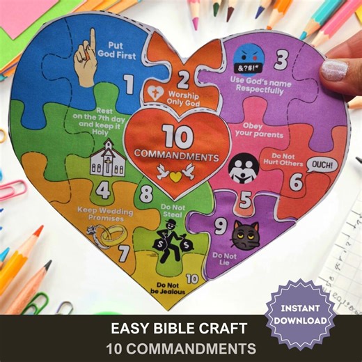 10 Commandments Bible Craft, No Prep Sunday School Printable, Kids Bible Lesson, Digital Download - Etsy