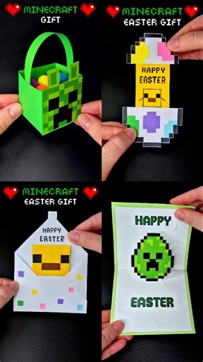 DIY Minecraft Easter Crafts That Will Amaze You! 💚🐣 Creeper Box & Chicken Card #diy #papercraft