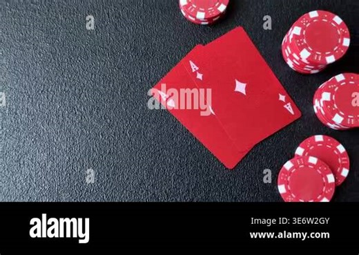 Playing cards and chips on a table, a gambling game of blackjack or baccarat. Cards and chips on a gaming table as a background for your design Stock Video Footage - Alamy