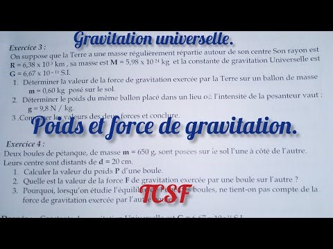 Gravitation universelle : poids et force de gravitation universelle, TCSF.