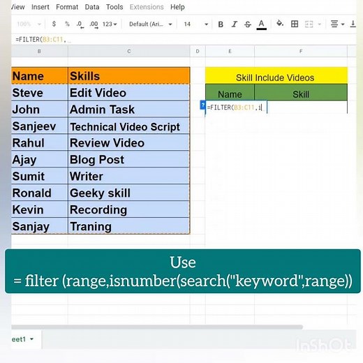 Amazing Combination of Filter + ISNumber + search function #shorts #excel #data #tips #shots