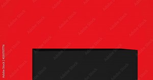 3d render with black rectangular pedestal on red