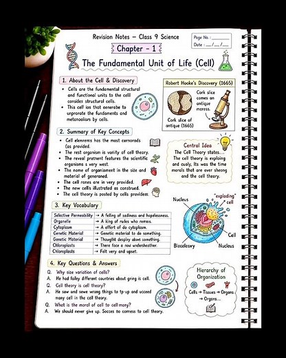 **Class 9 Science: The Fundamental Unit of Life 🧬 | Aesthetic Revision Notes**