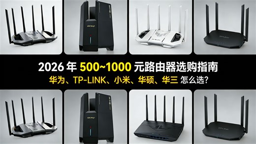 2026 年 500~1000 元路由器选购指南：华为 BE7 Pro、TP-LINK BE7200、小米 BE6500 Pro、华硕、华三 怎么选？