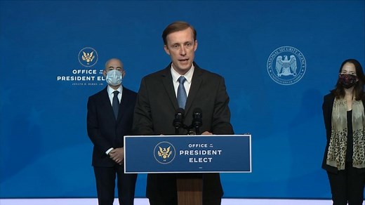 National security adviser nominee Jake Sullivan speaks