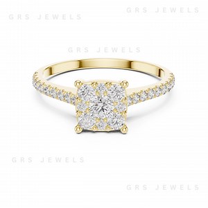 Sparkling Moissanite Micro Setting Diamond Cluster Ring Handcrafted Wedding & Engagement Ring - Etsy