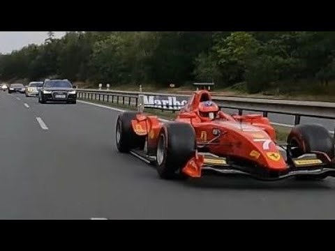 Formula car Ferrari drive in Highway Czech Republic |Autobahn|