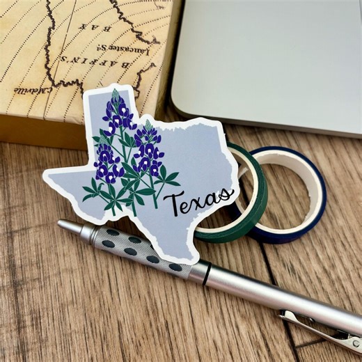 Texas State Flower Sticker - Bluebonnet Illustration - Botanical Vinyl Decal - Texas Gift - Etsy