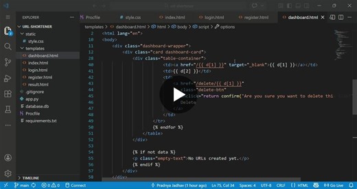 Python Flask URL Shortener with User Authentication and Analytics | Pradnya Jadhav posted on the topic | LinkedIn