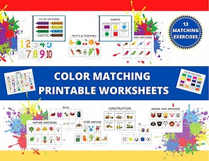 Color Matching Printable | Color Matching Worksheets | Shapes, Colors, Numbers, Crayons, INSTANT Download, Printable, Busy Book, Color Match - Etsy Canada