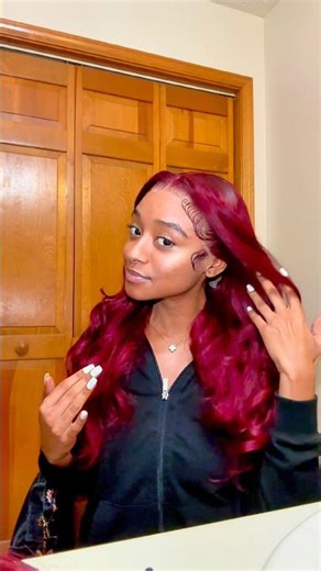 red wig install ❤️🔥 what color should i try next?? #hairtok #relatable #wigs