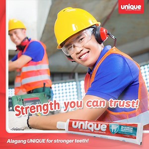 Mas ramdam ang lakas ni tatay 'pag ngipin niya rin ay matibay! 👨🏻‍🔧 To help repair weakened tooth enamel, mag UNIQUE toothpaste na! Buy now at the nearest grocery stores and supermarkets! 🛒 | Unique Toothpaste