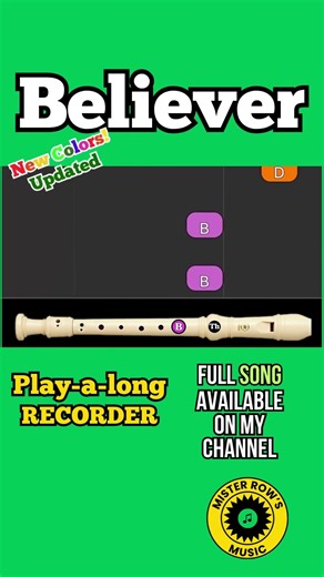 BELIEVER | Imagine Dragons | Notes GBDbD | Level 3 - Recorder | #colorcoded songs